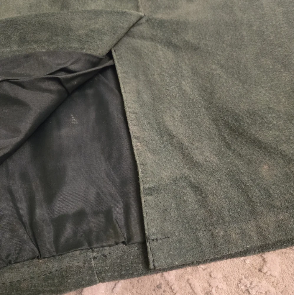 Vintage 1990s Global Identity sage green suede leather fitted skirt